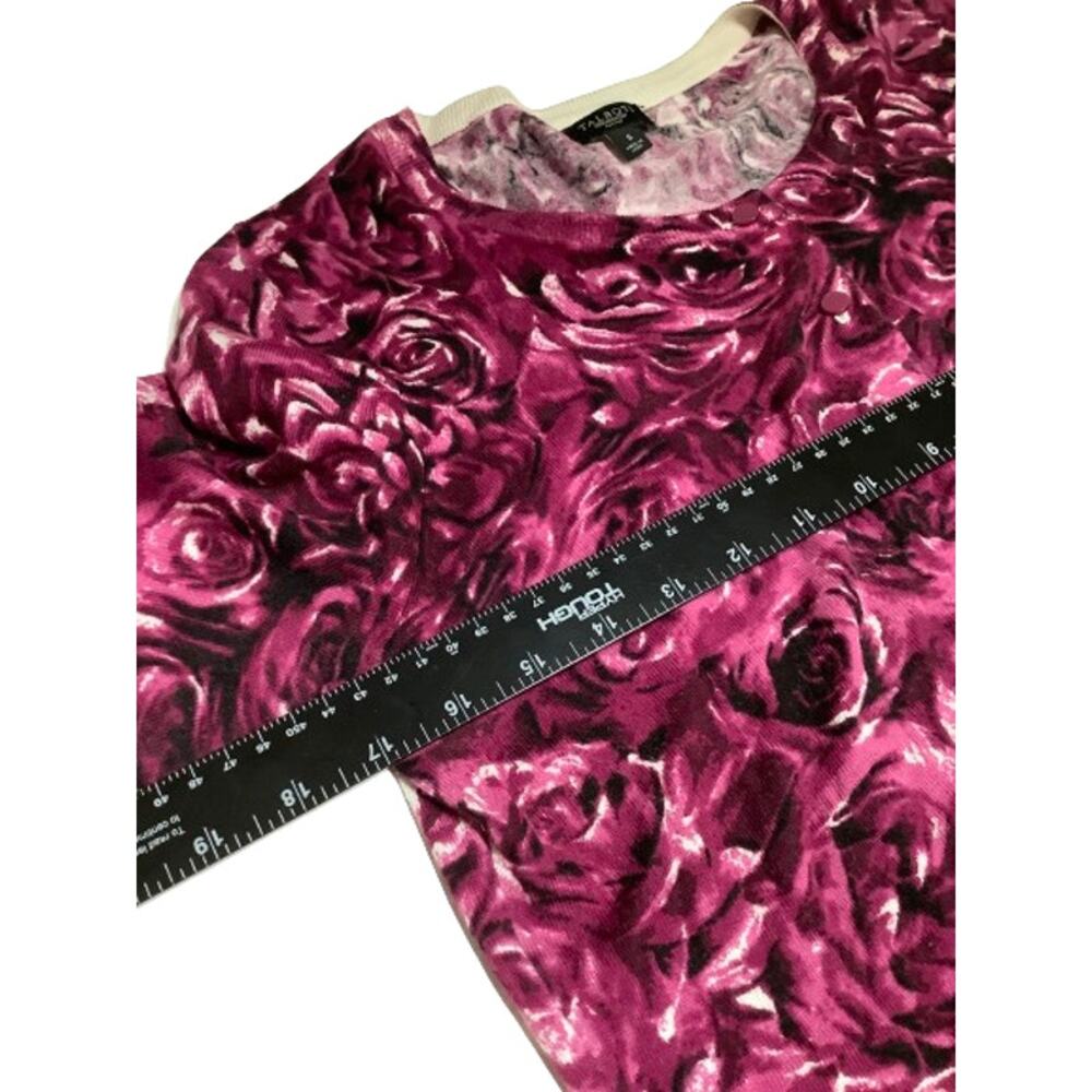 Talbots Red Rose Print Cardigan Size S Petites - Vibrant, Elegant, Layering - Picture 7 of 7